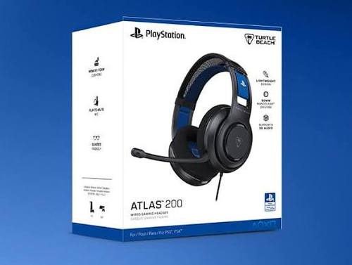 Turtle Beach Atlas 200 Wired Multiplatform Gaming Headset for PS5, PS4, PC | פלייסטיישן מורשה, דרייברים 50 מ