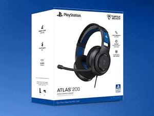 Turtle Beach Atlas 200 Wired Multiplatform Gaming Headset for PS5, PS4, PC | פלייסטיישן מורשה, דרייברים 50 מ"מ, אודיו 3D, מיקרופון מתהפך להשתקה, רפידות אוזניים מקצף זיכרון, סרט ראש צף, קל משקל, שחור