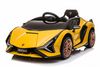 מכונית ממונעת 12V לילדים למבורגיני Lamborghini עם גלגלי EVA, מערכת מוזיקה ושלט רחוק - צהוב