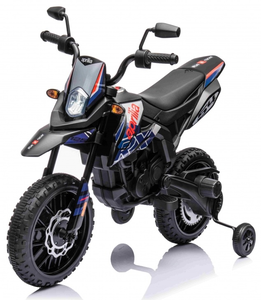 אופנוע ממונע 12V לילדים דמוי Aprilia S317 עם גלגלי עזר, תאורה ואפקים קוליים - כחול