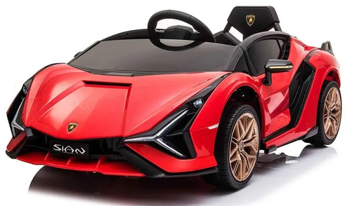 מכונית ממונעת 12V לילדים למבורגיני Lamborghini עם גלגלי EVA, מערכת מוזיקה ושלט רחוק - אדום