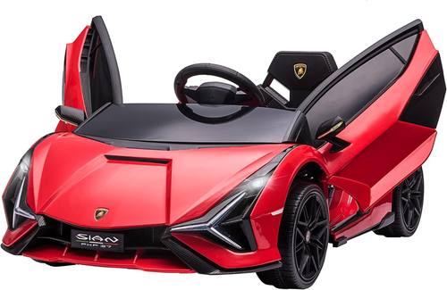מכונית ממונעת 12V לילדים למבורגיני Lamborghini עם גלגלי EVA, מערכת מוזיקה ושלט רחוק - אדום