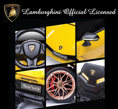מכונית ממונעת 12V לילדים למבורגיני Lamborghini עם גלגלי EVA, מערכת מוזיקה ושלט רחוק - אדום