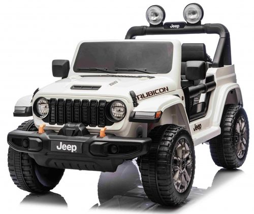 ג'יפ ממונע 24V לילדים Wrangler Rubicon עם שלט רחוק, אורות ומערכת מולטימדיה - לבן