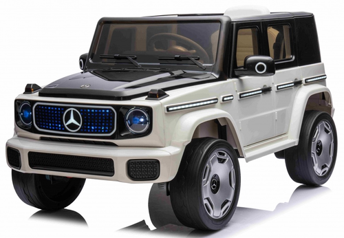 ג'יפ ממונע 12V לילדים Mercedes-Benz EQG עם גלגלי EVA, תאורת חזית ושלט רחוק - לבן