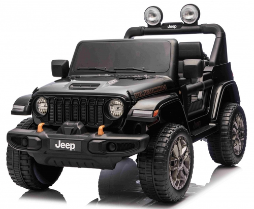 ג'יפ ממונע 24V לילדים Wrangler Rubicon עם שלט רחוק, אורות ומערכת מולטימדיה - שחור