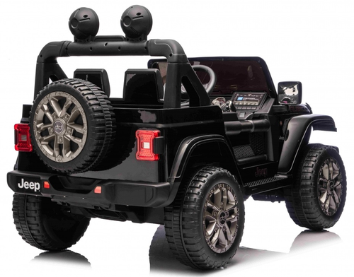 ג'יפ ממונע 24V לילדים Wrangler Rubicon עם שלט רחוק, אורות ומערכת מולטימדיה - שחור