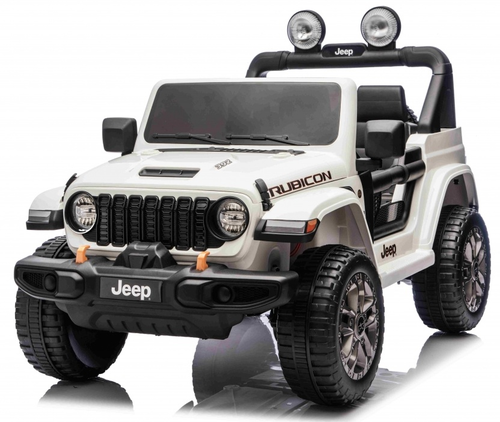 ג'יפ ממונע 24V לילדים Wrangler Rubicon עם שלט רחוק, אורות ומערכת מולטימדיה - לבן