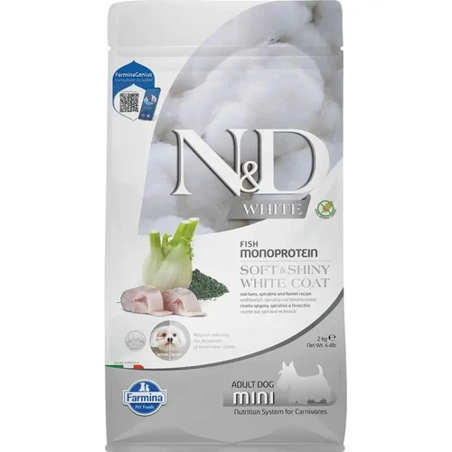 מזון יבש לכלבים בוגרים - N&D לכלב לבן מיני 2 ק