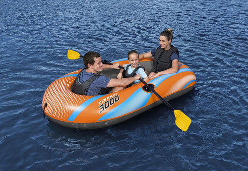 ערכת סירה מתנפחת ל-3 משתמשים, סדרת KONDOR 3000 הכוללת זוג משוטים ומשאבת אוויר BESTWAY דגם 61146