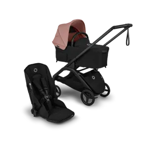 עגלת תינוק בוגבו דרגונפליי פלוס – Bugaboo Dragonfly Plus צבע שחור גגון ורוד דאסטי