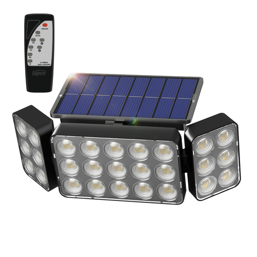פנס קיר סולארי 200W מקצועי 6500K שחור Liper Sol