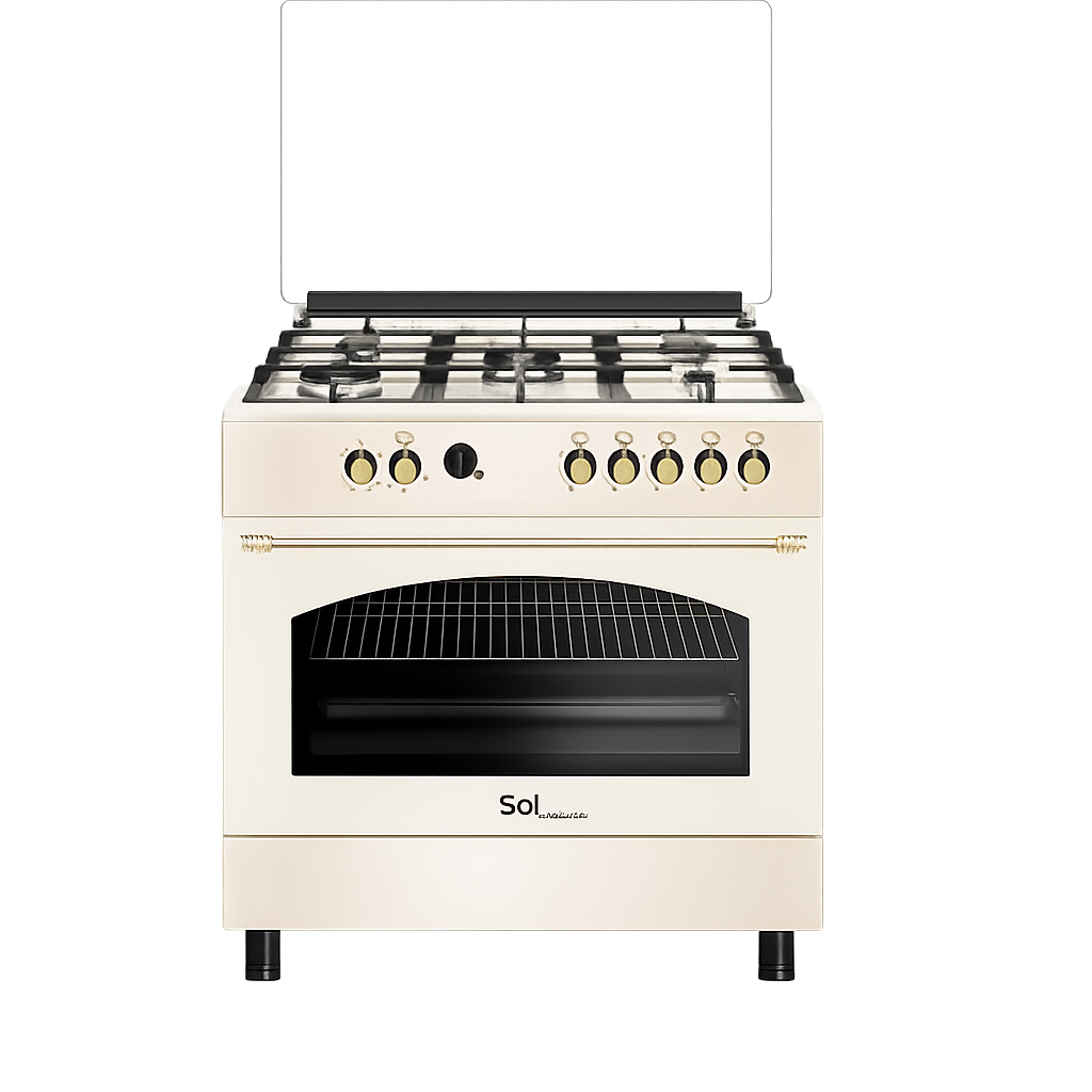 תנור משולב כיריים גז 90 ס"מ Sol RCR96/MFT קרם