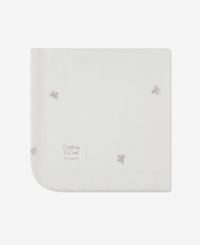 שמיכת ג'רסי גדולה עם מילוי Cotton Cloud בצבע שמנת 