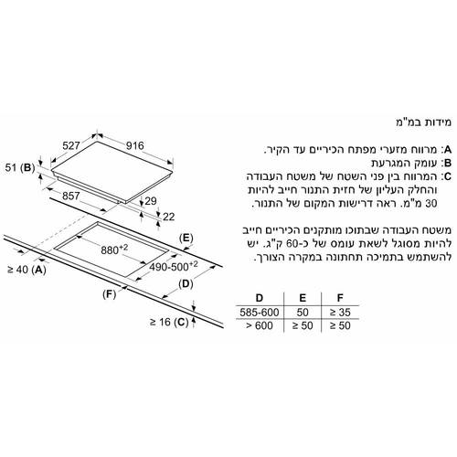 כיריים אינדוקציה 90 ס