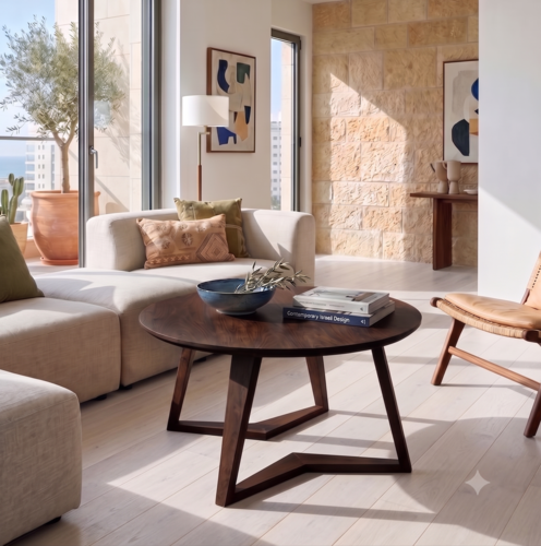 שולחן סלון ולאנסיה אגוז כהה או טבעי 80 ס