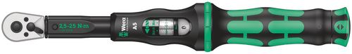 ידית ראצ'ט מומנט Click-Torque A 5 בטווח 2.5-25 Nm עם חיבור 1/4 מרובע.