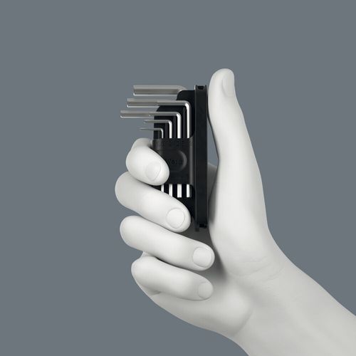 סט מפתחות אלן משושה Hex-Plus מודולרי עם 8 חלקים וגימור כרום.