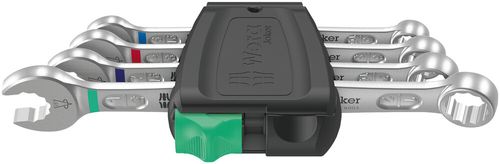 סט מפתחות רינג פתוח אינצ'י Joker 6003 עם 4 חלקים במנשא קליפס קשיח.