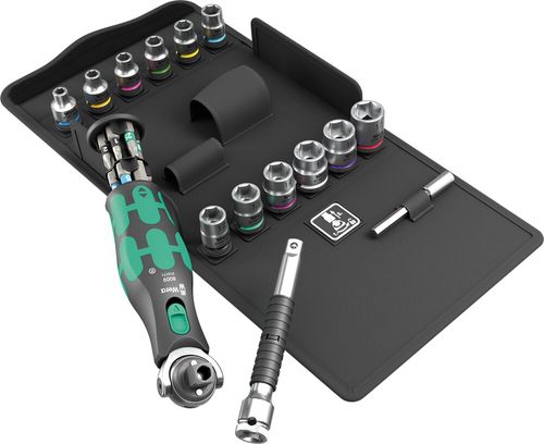 סט ראצ'ט קומפקטי ובוקסות Zyklop Pocket חיבור 3/8 ו-1/4 במארז הכולל 27 חלקים.