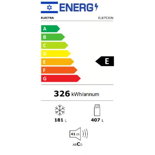 מקרר מקפיא תחתון 588 ליטר Electra דגם EL8753DN  – גימור נירוסטה מושחרת רוחב: 84 ס
