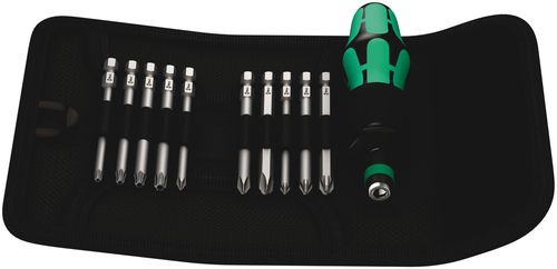 סט ידית מברג וביטים Kraftform Kompakt 41 בחיבור 1/4 הכולל 11 חלקים בנרתיק בד.
