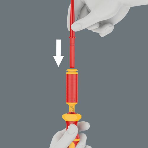 ידית מברג מומנט מתכווננת מבודדת VDE בטווח 1.2-3.0 Nm, מיועדת לעבודות חשמל בטוחות.
