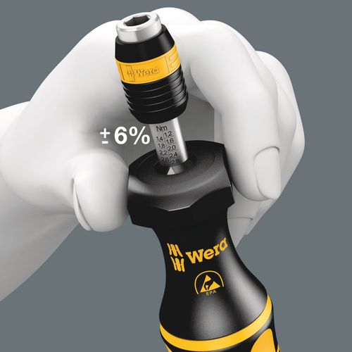 מברג מומנט מתכוונן אנטי-סטטי ESD 1.2-3.0 Nm עם חיבור 1/4 משושה.