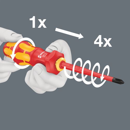 סט מברג ראשים מתחלפים מבודד VDE עם ידית Turbo הכולל 16 חלקים בתוך פאוץ' נשיאה ייעודי.