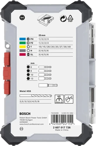 סט 35 ביטים +מקדחים מקצועי לעבודות מתכת HSS-G בוש Bosch