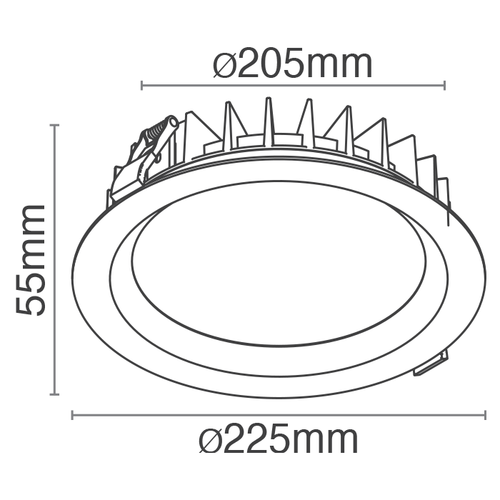 גוף תאורה שקוע 40W עגול 205 ממ לבן CCT סדרה FF