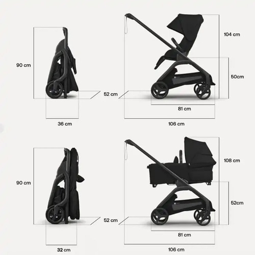 עגלת תינוק בוגבו דרגונפליי פלוס – Bugaboo Dragonfly Plus צבע אפור גגון שחור 