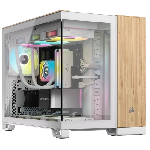 Corsair 6500X – מארז גיימינג Dual-Chamber בגימור לבן ועץ במב