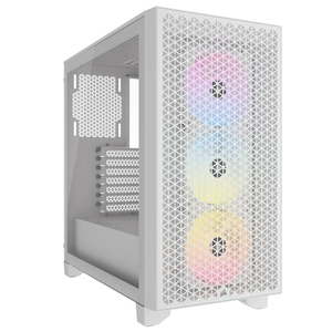 מארז מואר למחשב | CORSAIR 3000D RGB Airflow Mid Tower - לבן