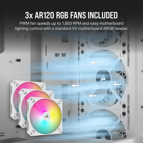 מארז מואר למחשב | CORSAIR 3000D RGB Airflow Mid Tower - לבן