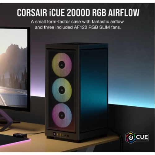 מארז למחשב | CORSAIR 2000D RGB Black AIRFLOW | Mini-ITX