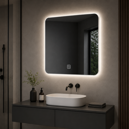 מראת LED מרובעת לקיר דגם P18 – 100×100 ס״מ