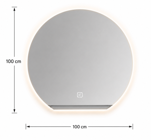  מראת LED צורת סהר עם לד אחורי – 100×100 ס״מ דגם P20