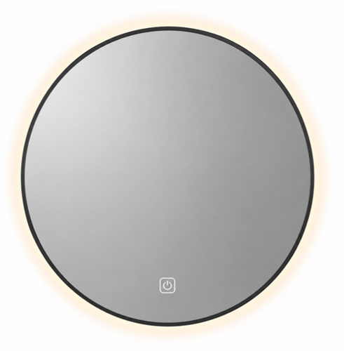 מראת LED עגולה 80x80 עם מסגרת שחורה דגם W7