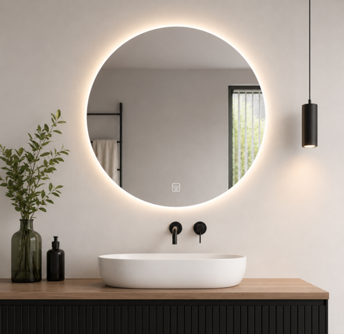 מראת LED עגולה עם לד אחורי – 80×80 ס״מ דגם P21