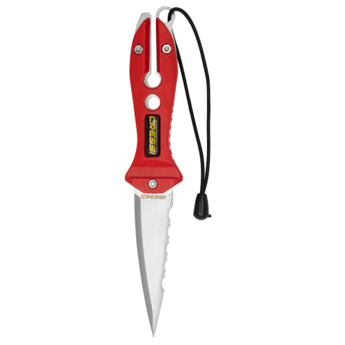 סכין צלילה Cressi Striker מפלדת אל-חלד עם נרתיק בטיחות שחור