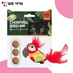 פופוס צעצוע תוכי מצייץ אינטראקטיבי עם קטניפ לחתול FOFOS