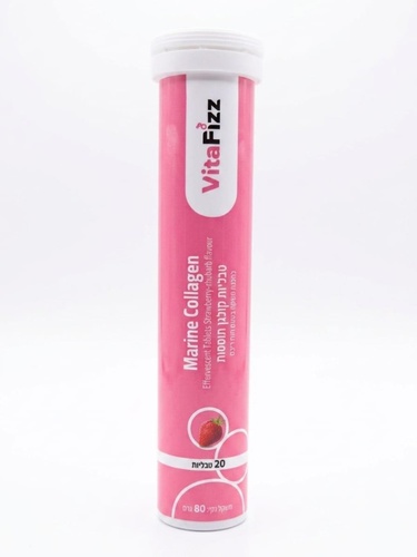 טבליות קולגן דגים תוסס Marine Collagen – תות ריבס 20 טבליות | VitaFizz