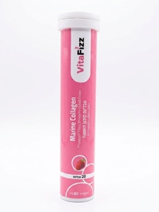 טבליות קולגן דגים תוסס Marine Collagen – תות ריבס 20 טבליות | VitaFizz