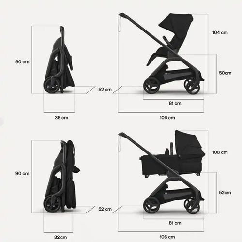עגלת תינוק בוגבו דרגונפליי פלוס – Bugaboo Dragonfly Plus צבע אפור גגון ורוד דאסטי