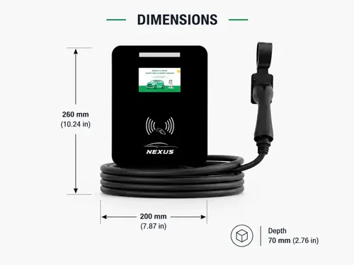 עמדת טעינה חכמה Nexus Touch 22KW עם כבל 8 מטר מובנה