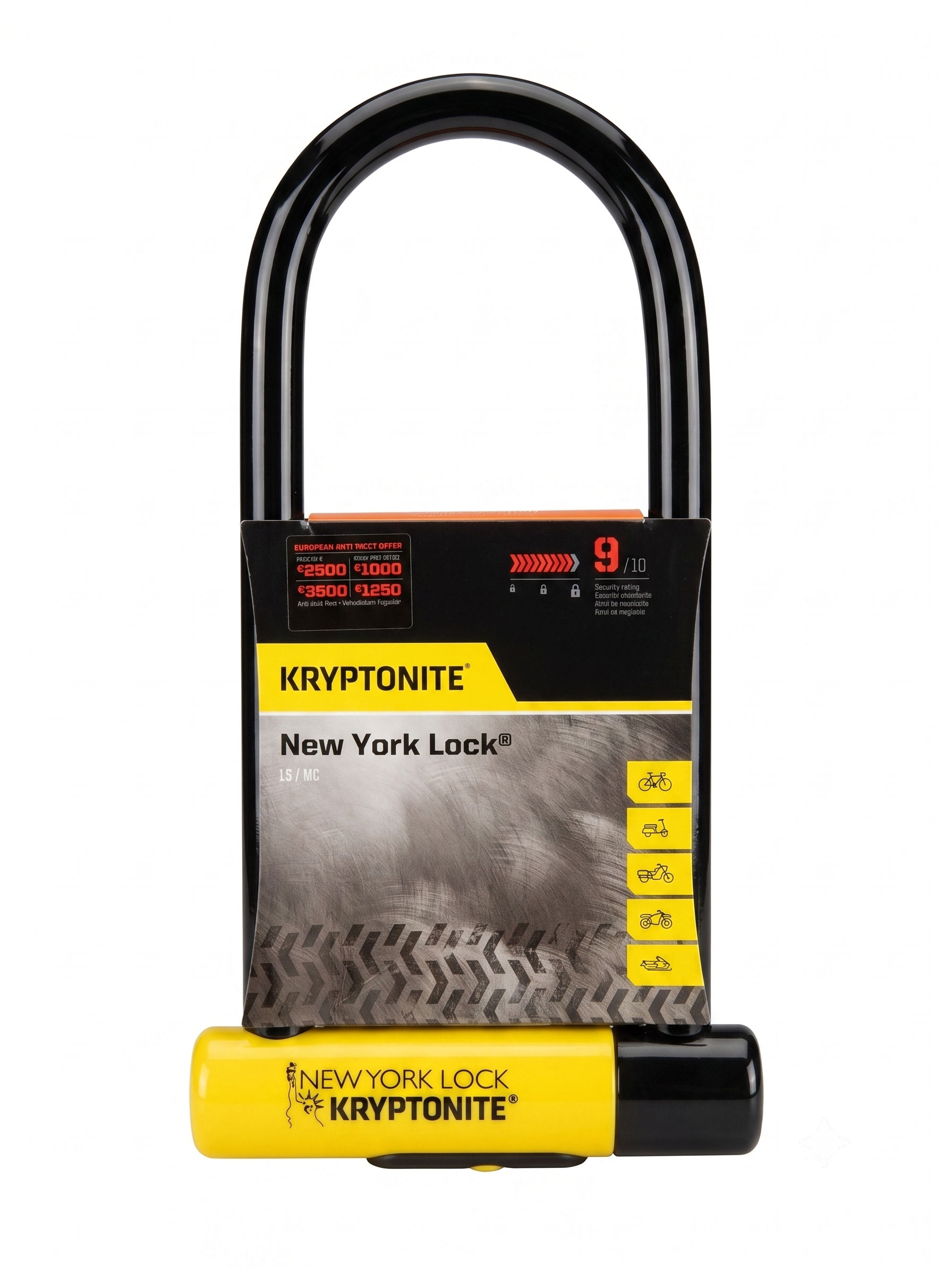 מנעול פרסה Kryptonite New York U Lock Standard- צהוב