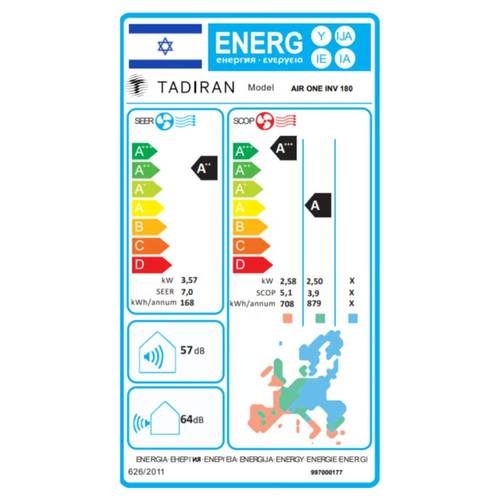 מזגן עילי Tadiran AIR ONE INV 180 12180Btu