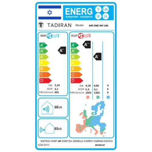 מזגן עילי Tadiran AIR ONE INV 240 18900Btu