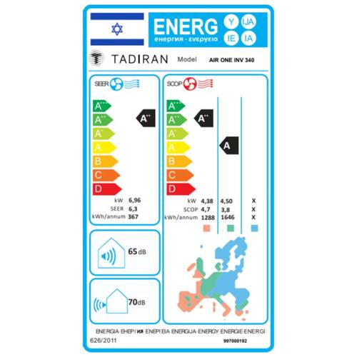 מזגן עילי Tadiran AIR ONE INV 340 23750Btu